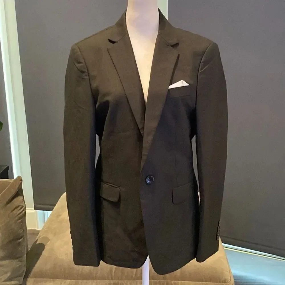 Men’s Black Suit Jacket Blazer One Button Notched Lapel Size 32 NWOT